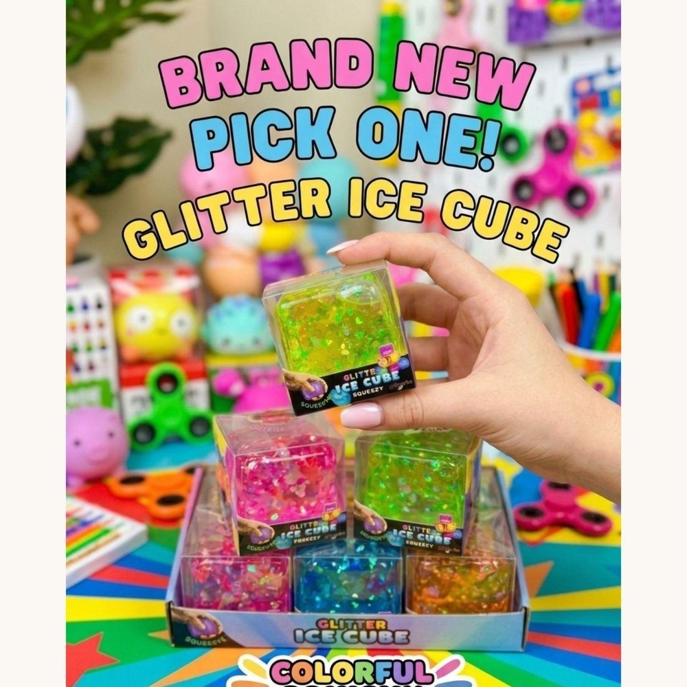 BRAND NEW GLITTER ICE CUBE SQUISHY TOY